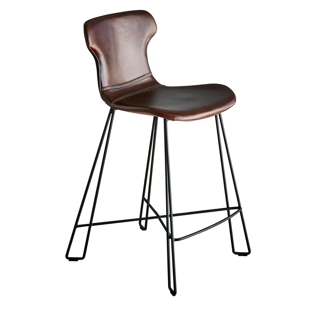 Yonkers Kitchen Counter Stool Tan and Black Waxed Leather House 2