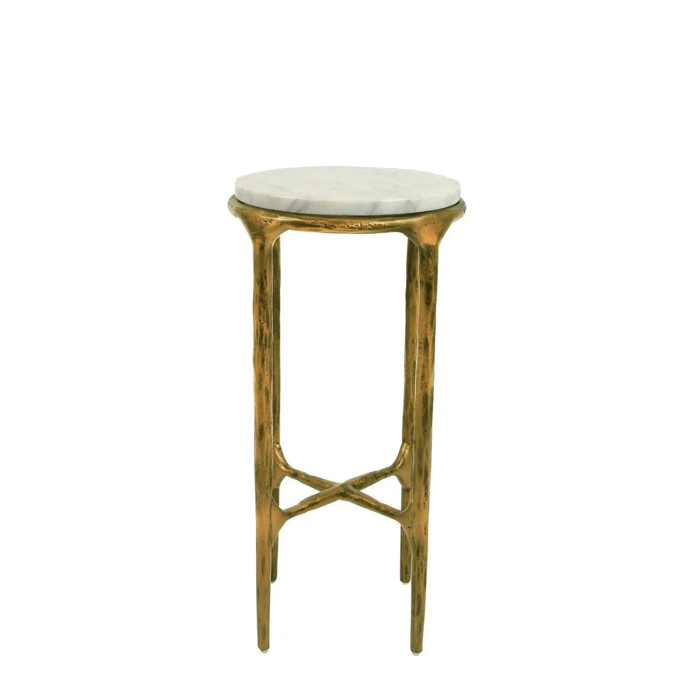Aries Small Gold Round Marble Side Table
