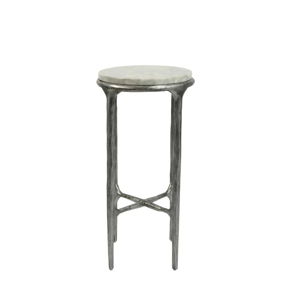 Aries Round Marble Side Table Pewter