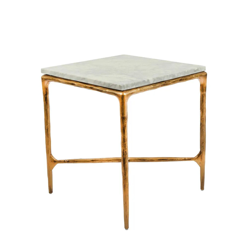 Aries Square Marble Side Table Gold