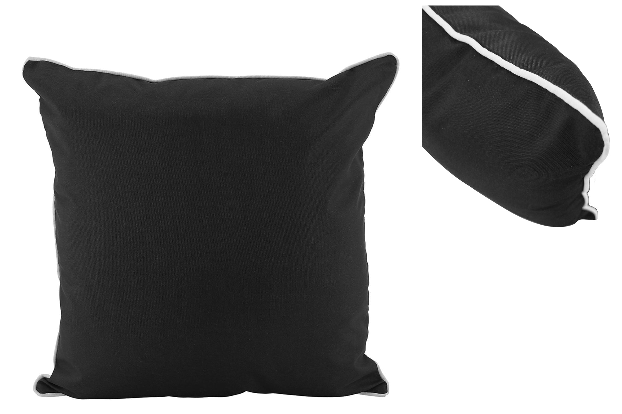 Basic Outdoor Scatter Cushion, Black with white trim 50cm x 50cm