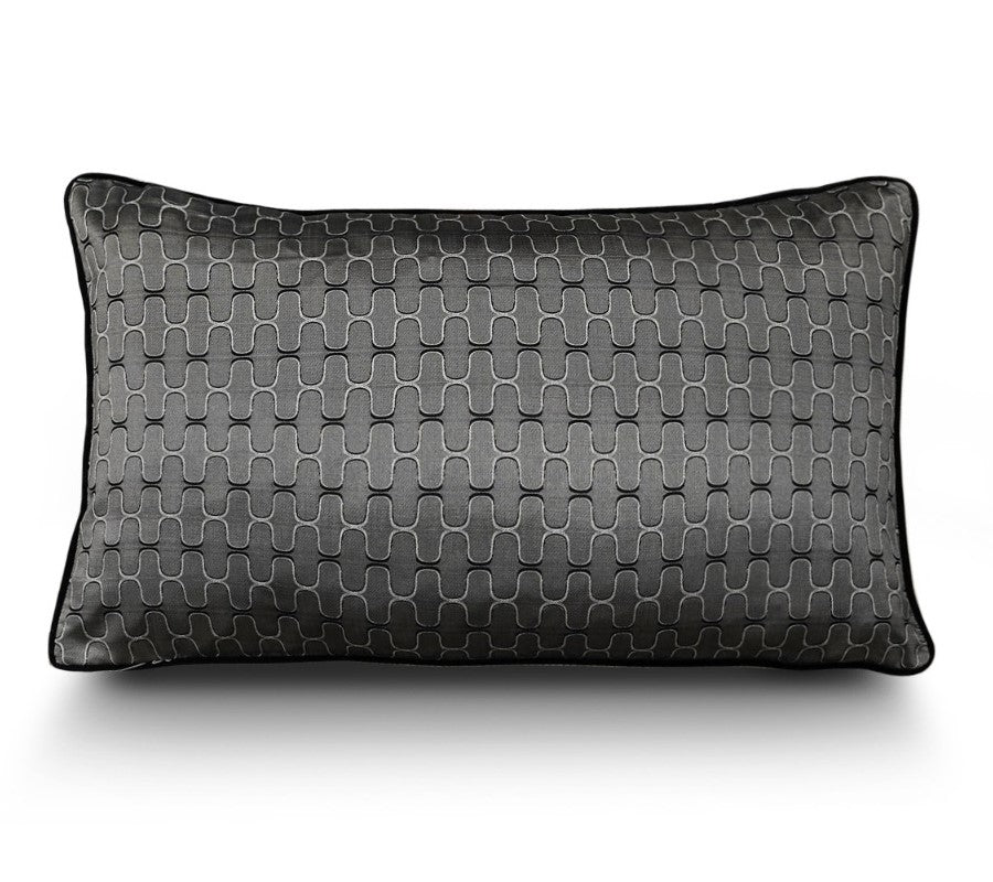 Premium Velvet Cushion 40x60cm Metallic Grey and Black