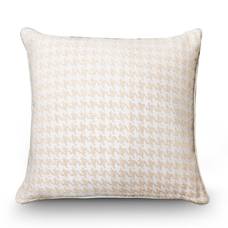 Premium Woven fabric Cushion 55x55cm White with Light Beige