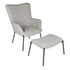 Justin Armchair Velvet with Stool Grey