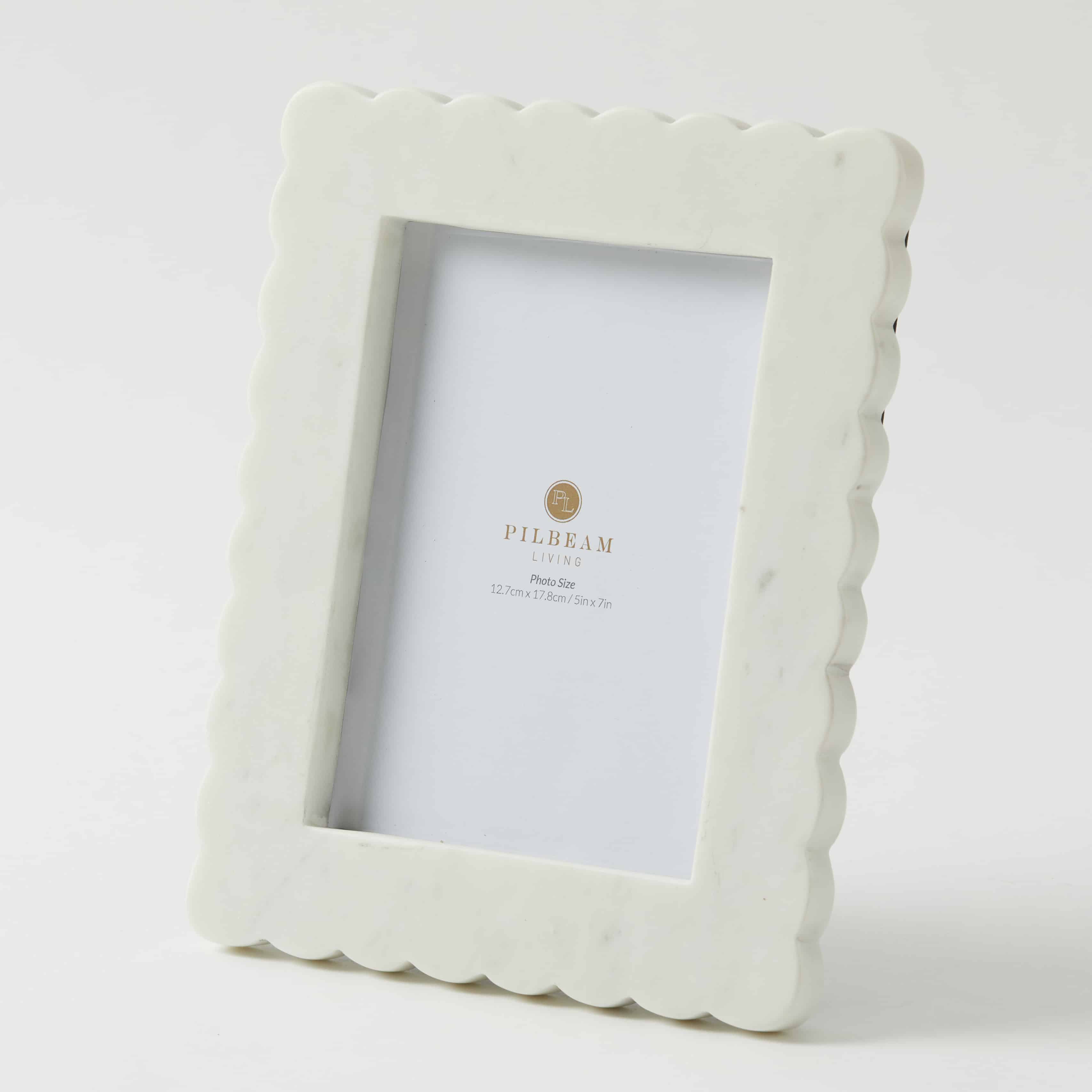 Oberon 5x7" Marble Photo Frame  - White