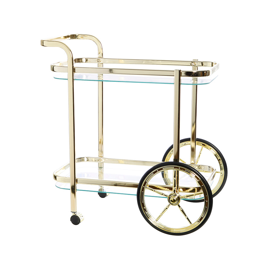 Jones Gold Glass Bar Cart Rectangular