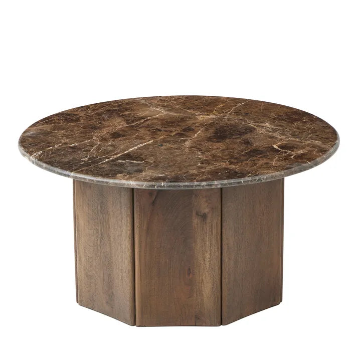 Luna Natural Marble & Wood Coffee Table