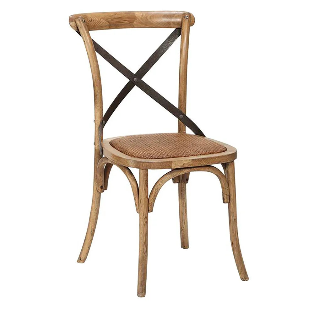 Denver Oak & Rattan Cross Black Chair