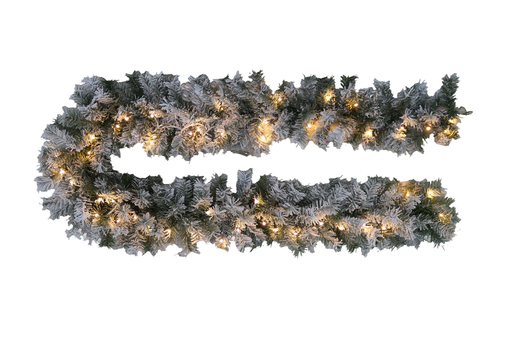 Prelit Snow Flocked Garland 274cm