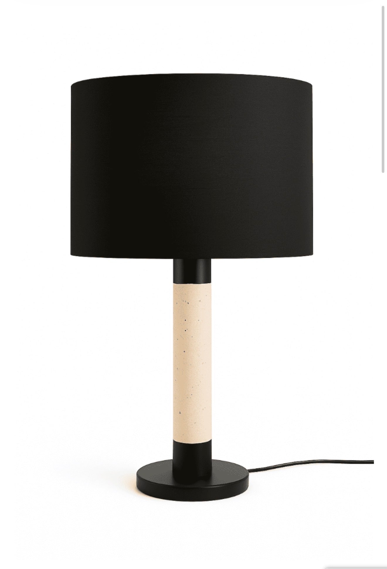 Raffle Travertine Lamp & Black Shade