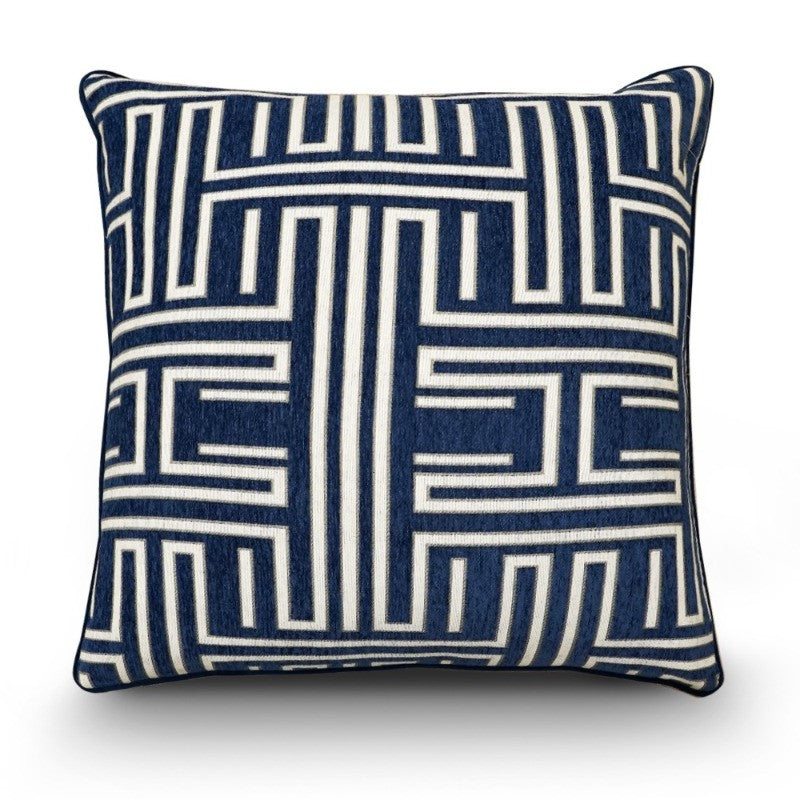 Premium Woven felt with Velvet Backing Cushion 55x55cm Navy White