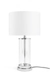 Glass Lamp & White Shade - Chrome Plated