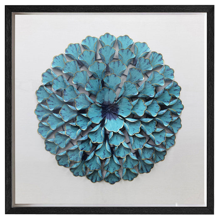 3D Teal Metal Petal Wall Art