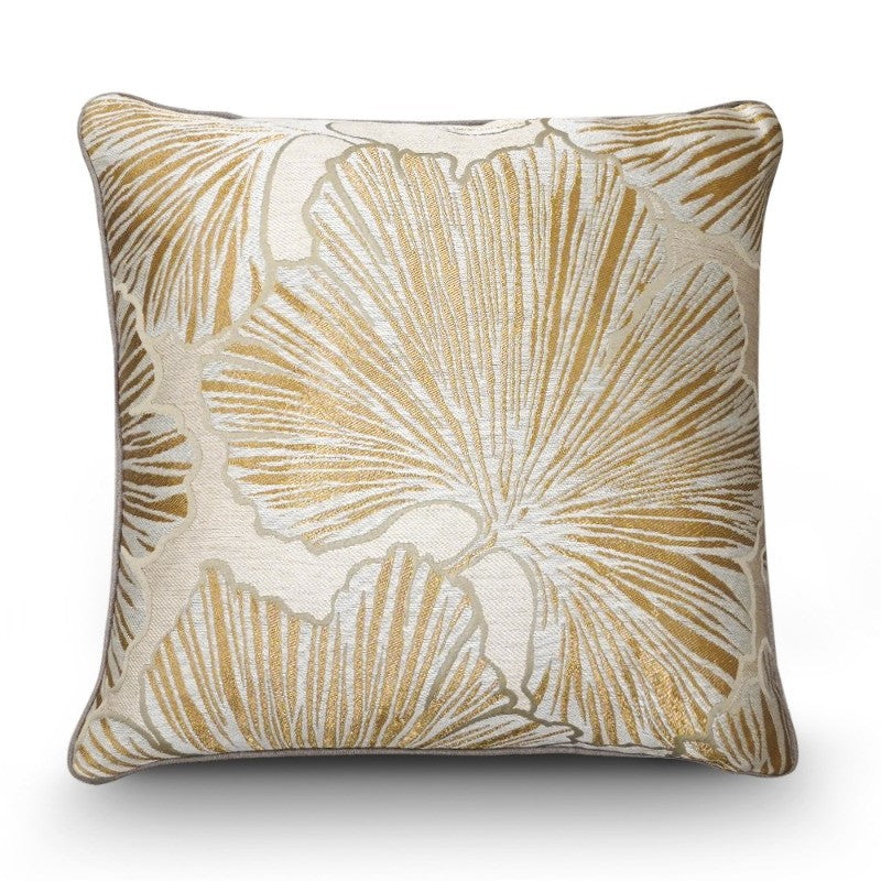 Premium Velvet Cushion 50x50cm Gold and White