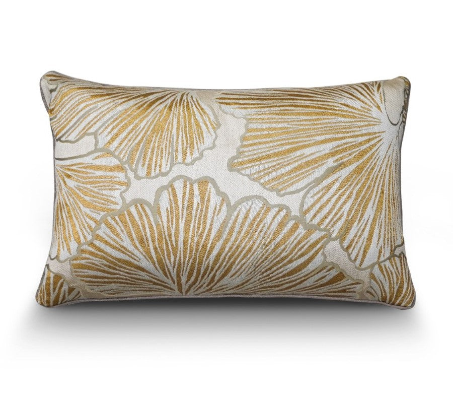 Premium Velvet Cushion 40x60cm Gold with White