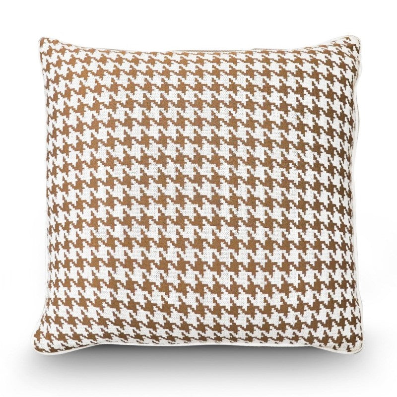 Premium Woven Cushion 55x55cm Tan Gold with White