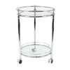 Queen Silver Bar Cart Clear Glass Round