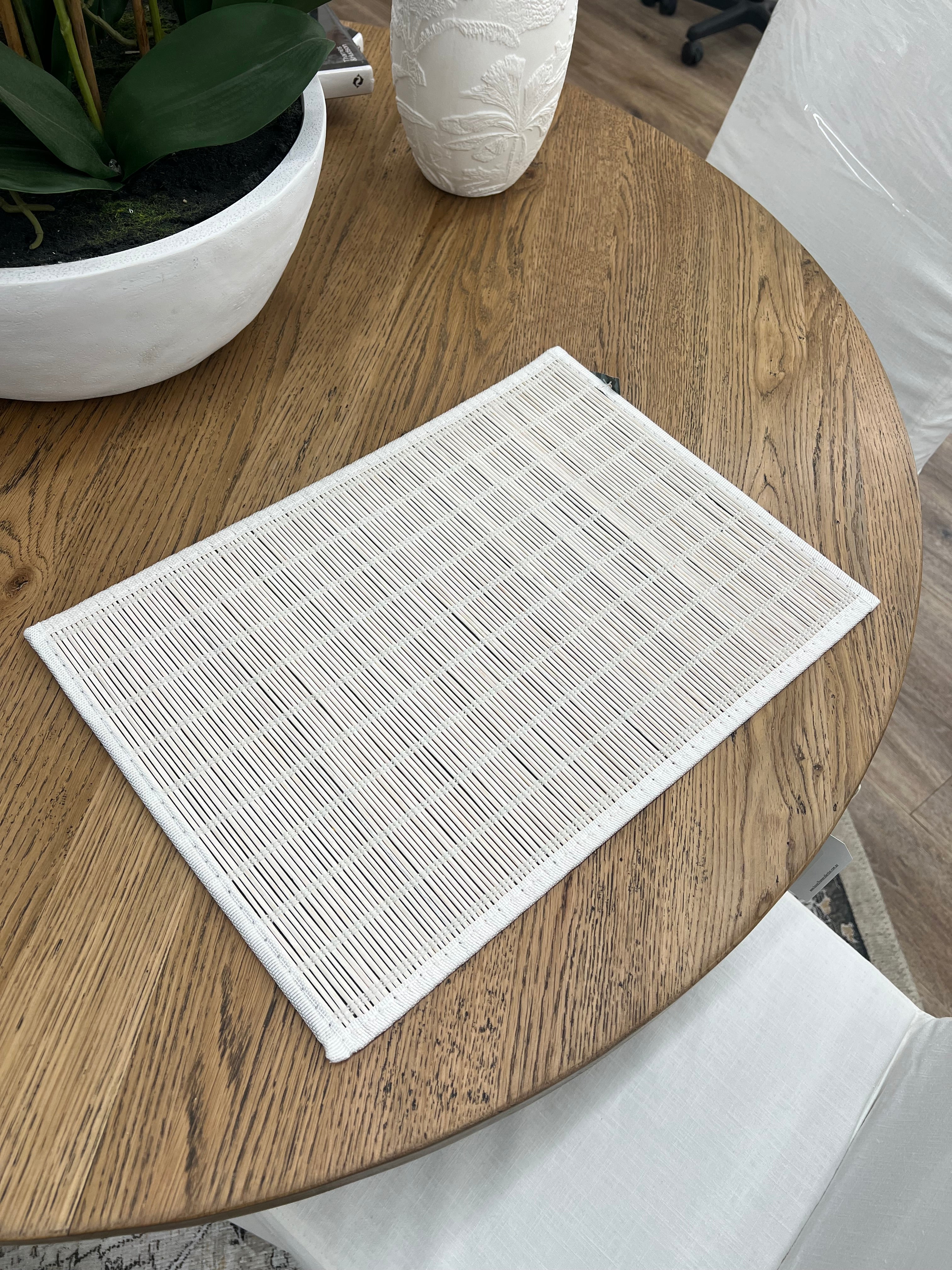 Bamboo Rectangle Placemat - 45cm x 30cm White