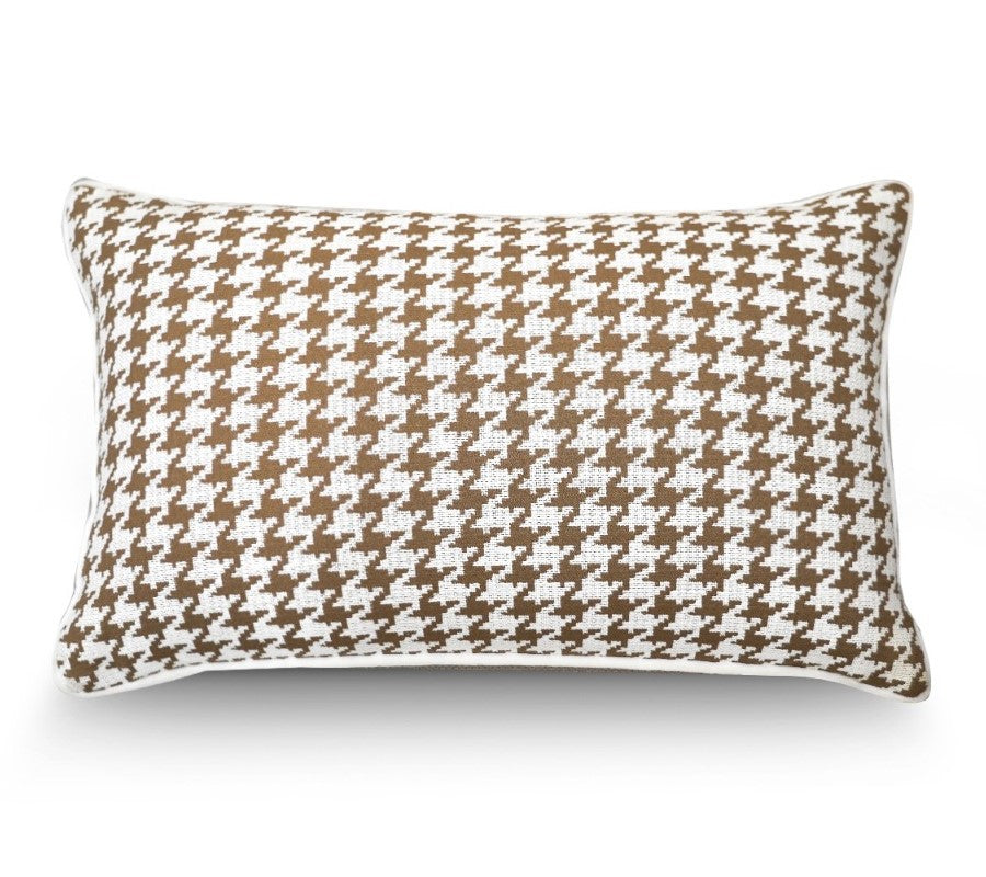 Premium Woven Cushion 40x60cm Tan Gold with White