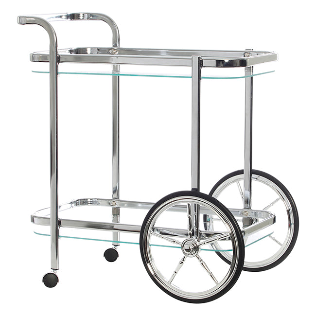 Smith Chrome Clear Glass Bar Cart Rectangle