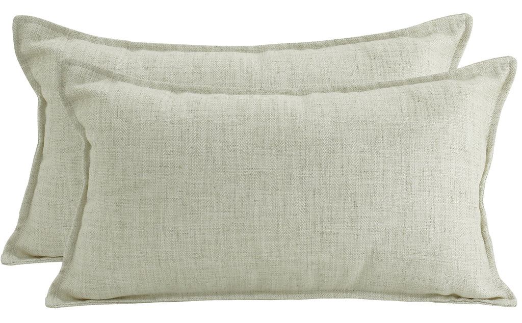 Linen Lumbar Cushion, Beige 30cm x 50cm