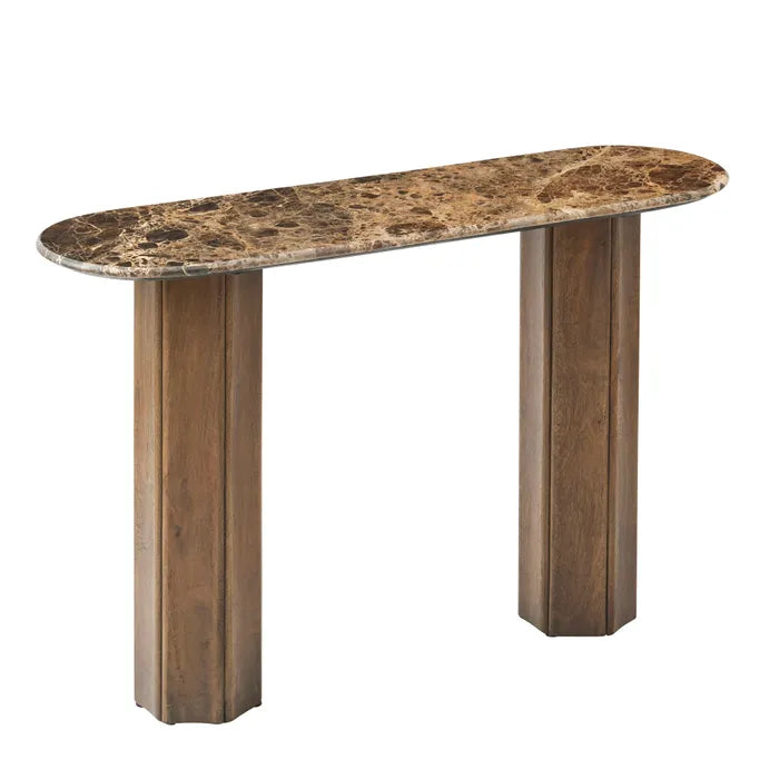 Luna Natural Marble & Wood Console Table
