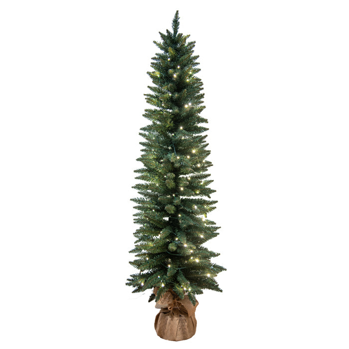 Green LED Pine Tree in Burlap Base 150cm 150 Lights