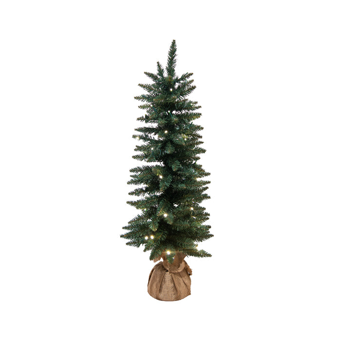 Green LED Pine Tree in Burlap Base 90cm 50 Lights
