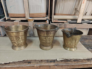 Vintage brass bucket antique style decorative vessel rustic home decor accent