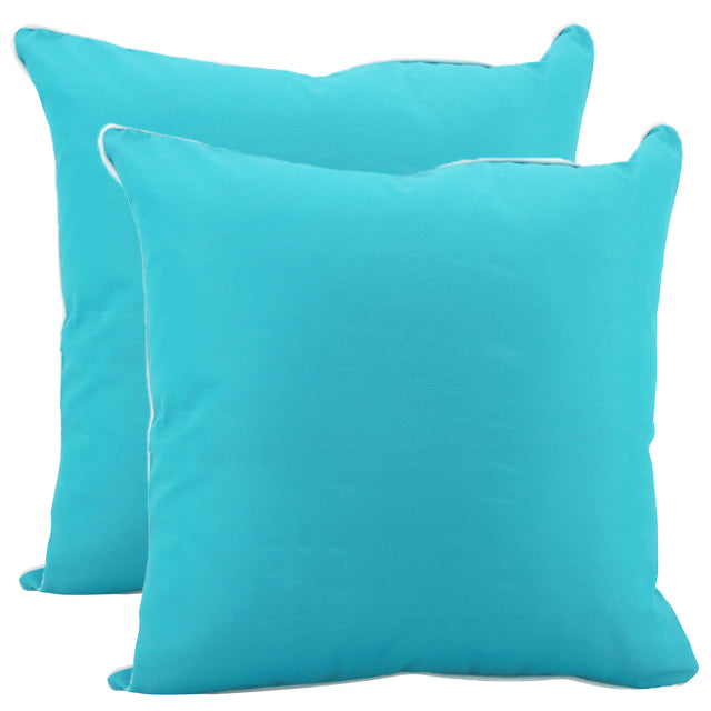 Outdoor Cushion - Aqua & White Piping 50x50cm