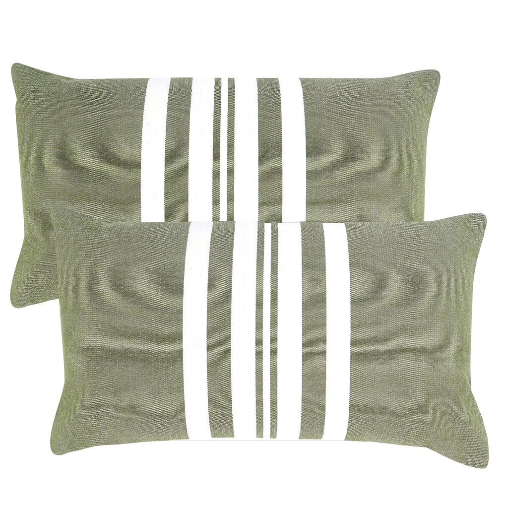 Stripe Outdoor Lumbar Cushion - Green 30x50cm