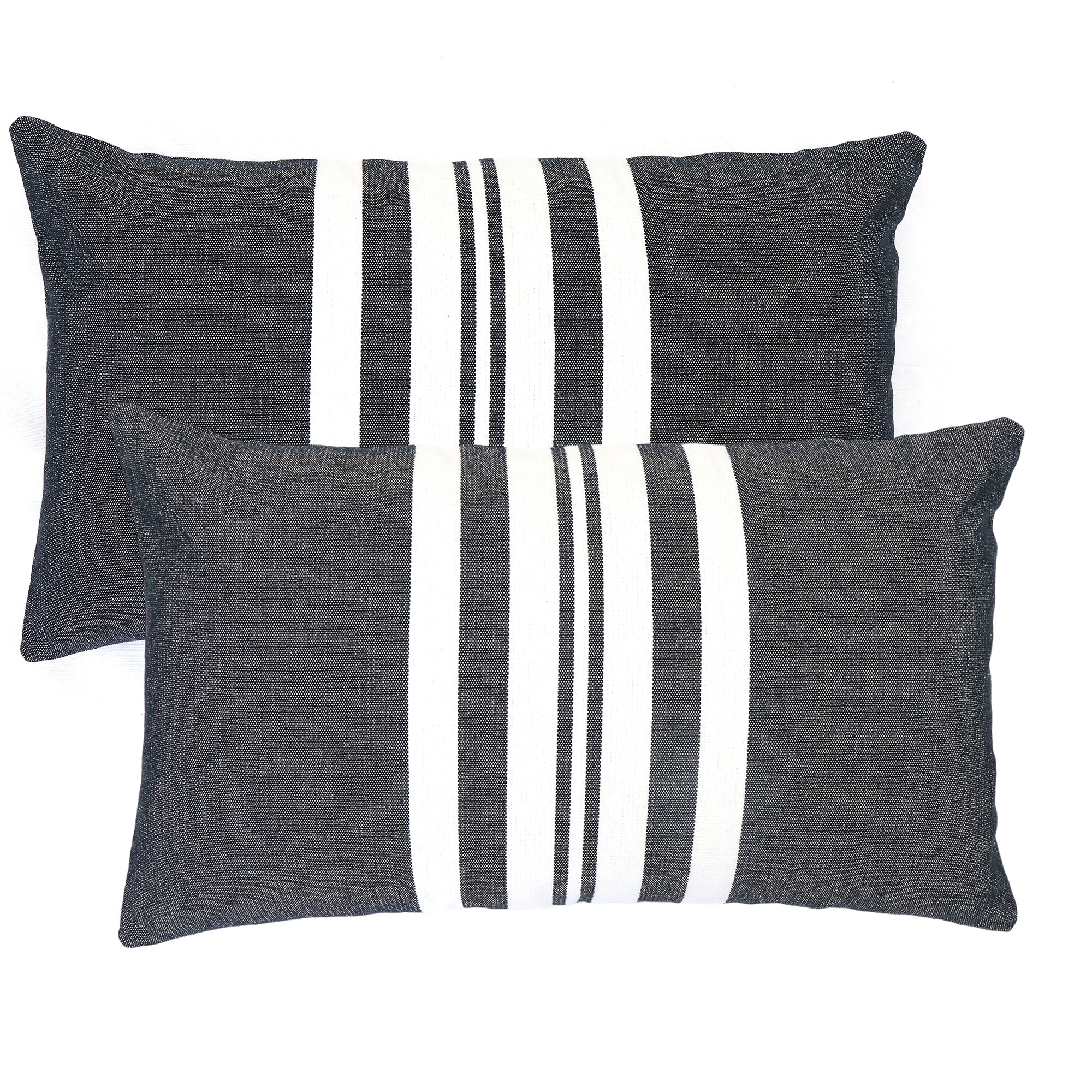 Stripe Outdoor Lumbar Cushion - Black 30x50cm