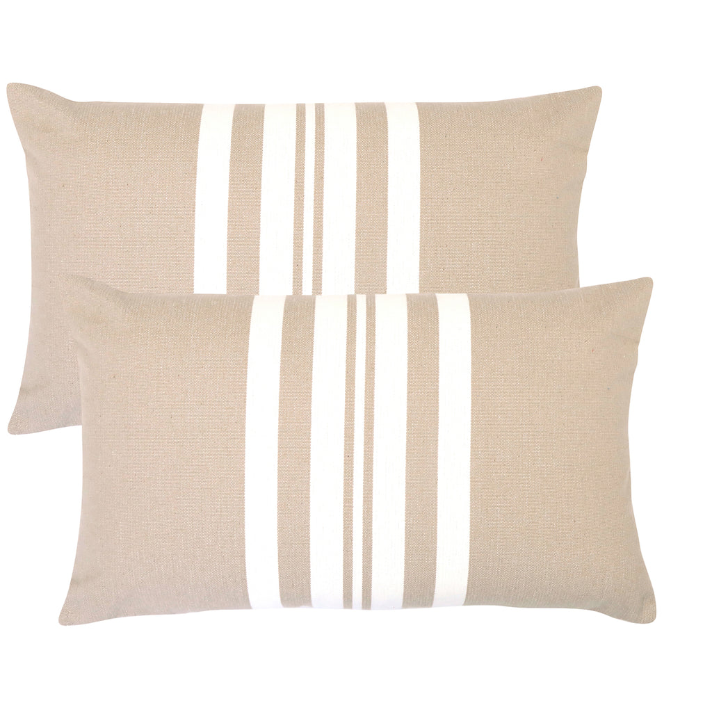 Stripe Outdoor Lumbar Cushion - Taupe 30x50cm