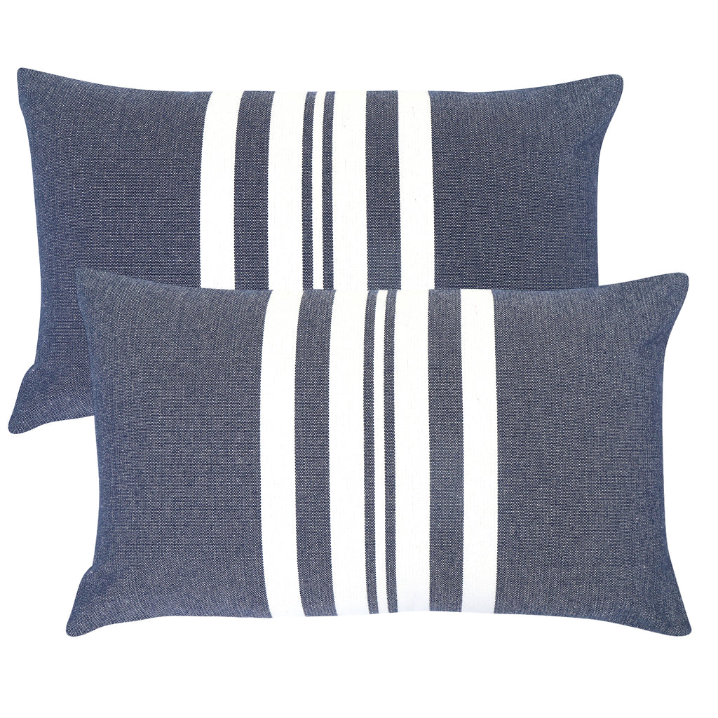 Stripe Outdoor Lumbar Cushion - Navy 30x50cm