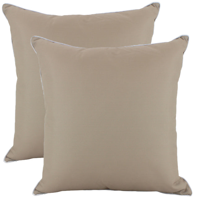 Outdoor Cushion - Latte & White Piping 50x50cm