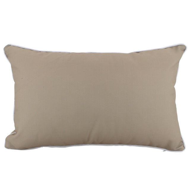 Outdoor Lumbar Cushion - Latte & White Piping 30x50cm