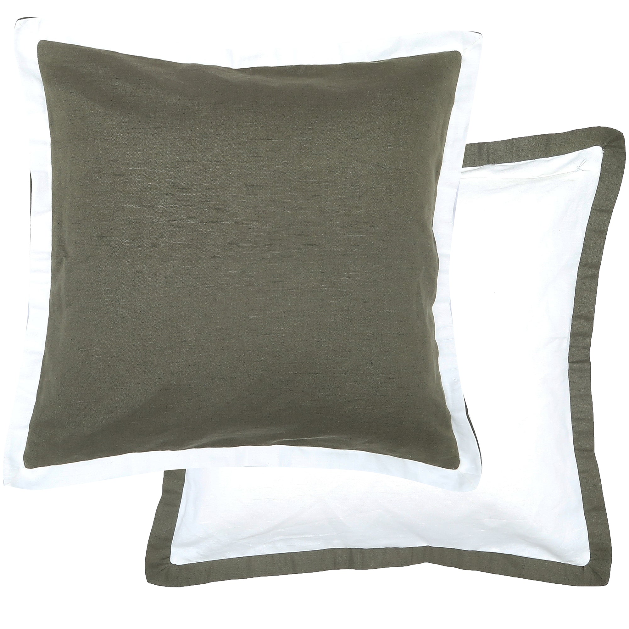 Arlo Reversible Cotton Cushion 50x50cm Olive