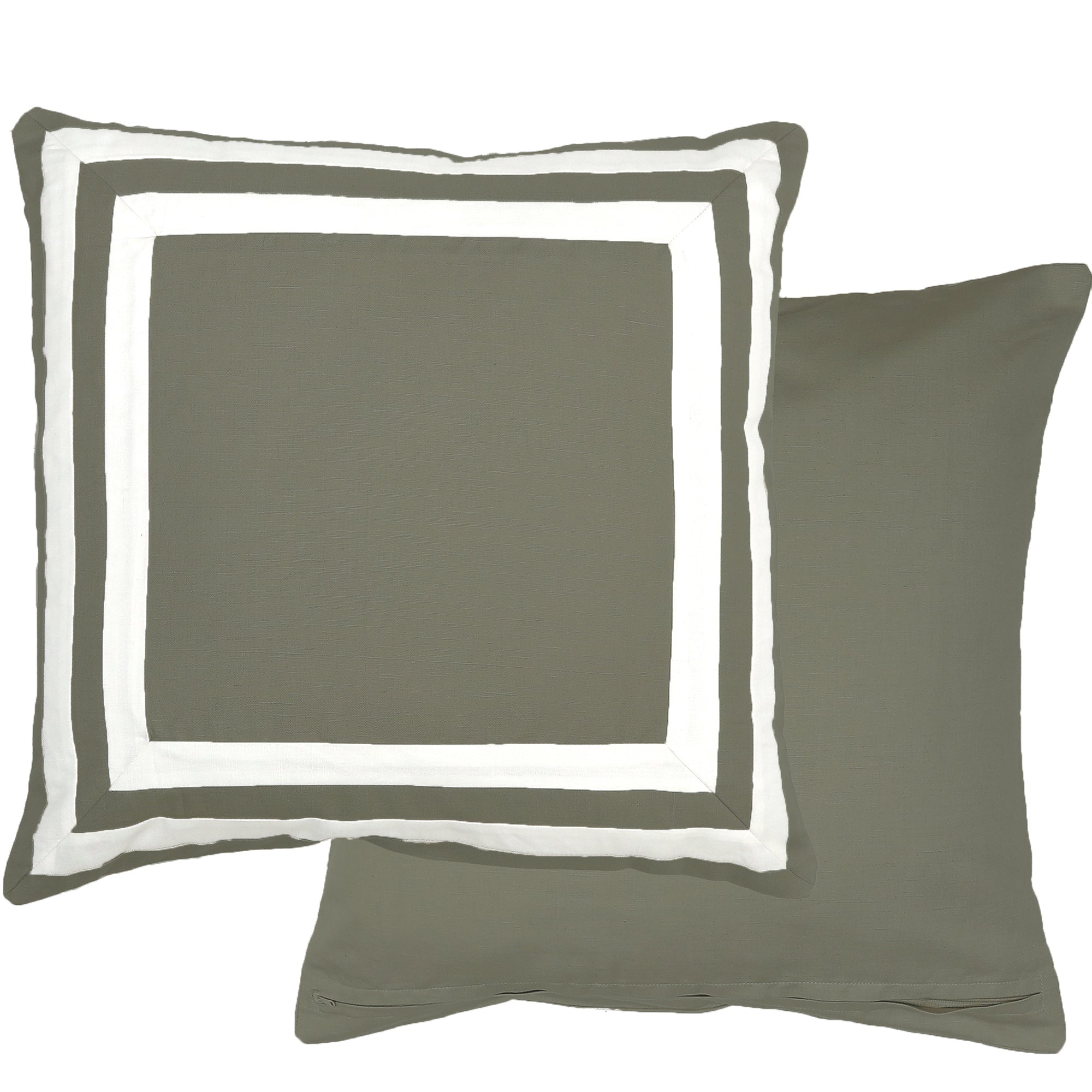 Quill Reversible Cotton Cushion 50x50cm Olive