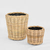 Handcrafted rattan planter baskets set natural round pots for indoor greenery