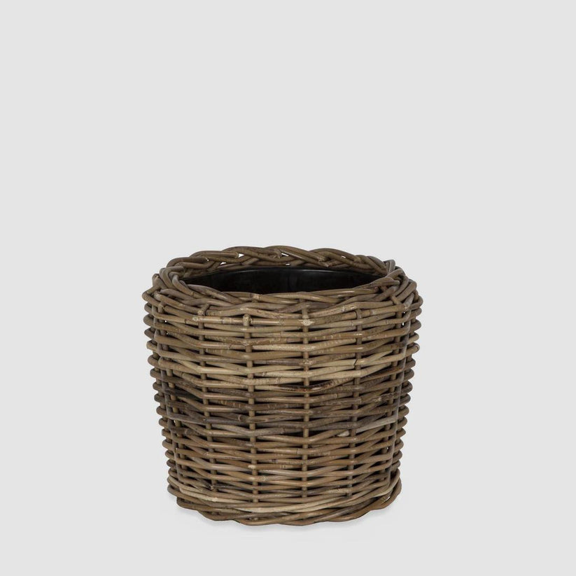 Handwoven round rattan basket small natural decorative storage organiser