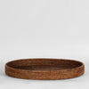 Oval rattan serving tray antique brown Paume handcrafted tray for home use
