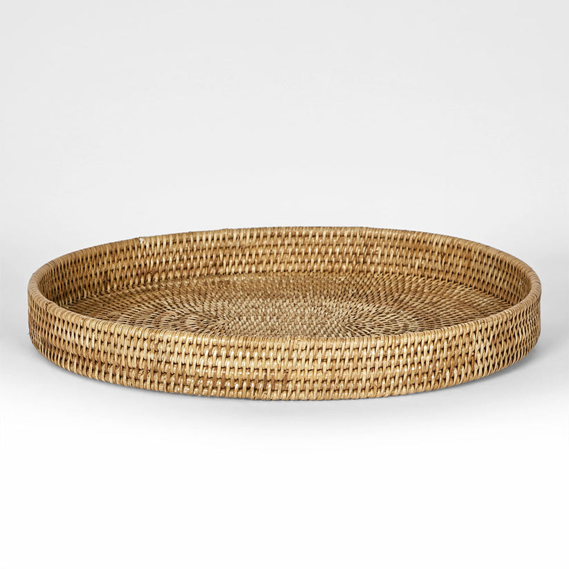Natural rattan serving tray oval Paume handwoven tray for home organisation