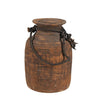 Small wooden pot with rope antique rustic home decor handcrafted wooden decorative vessel unique mini accent piece