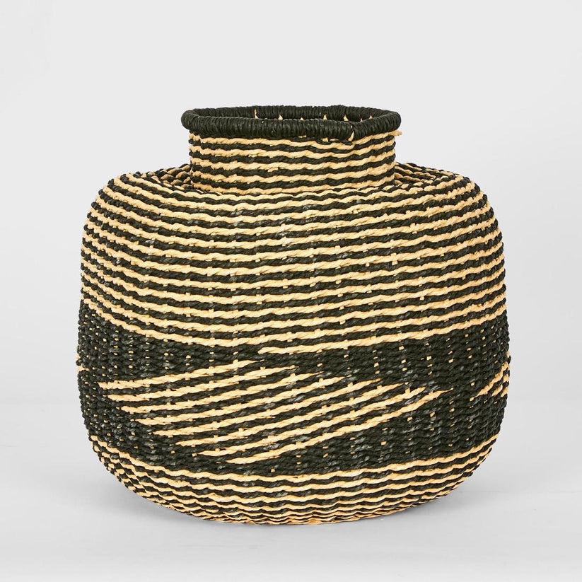 Bari handwoven paper rope storage basket black natural eco friendly home organiser