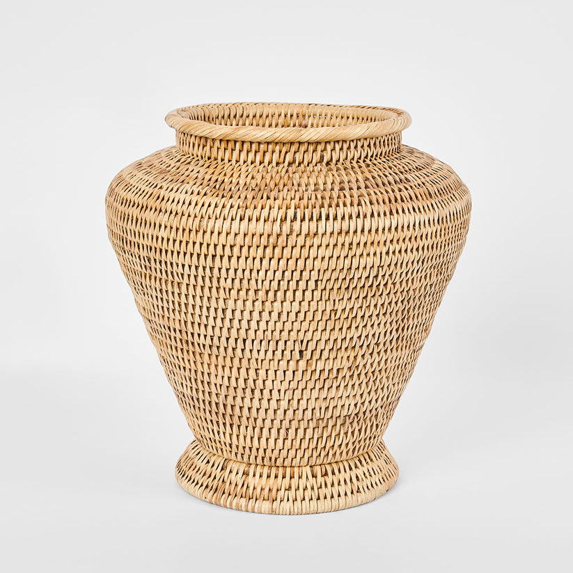 Natural rattan urn small vase decorative piece for modern and rustic homes
