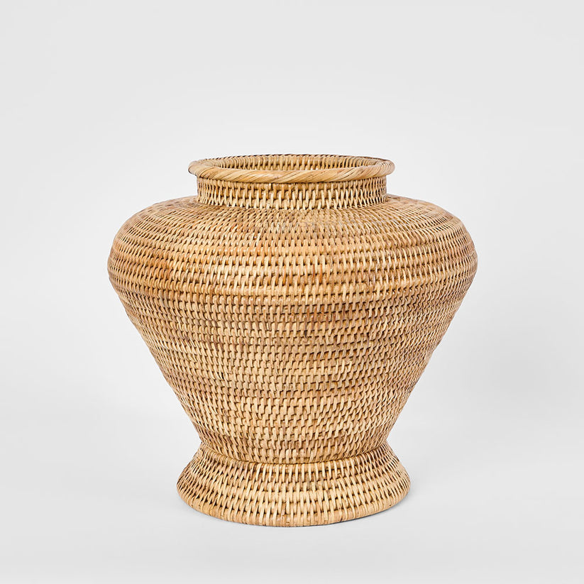 Natural rattan flower urn large decorative vase for entryway and living room