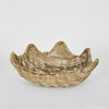 Clam shell shaped rattan basket small natural finish decorative décor piece