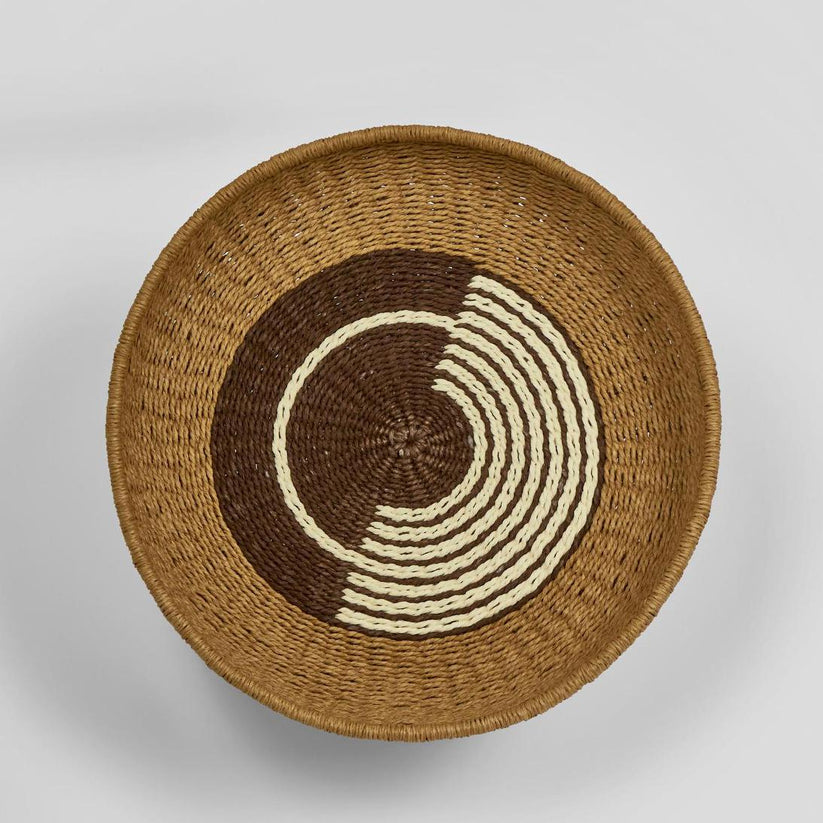 Handwoven Zimba basket brown multi tone paper rope storage basket for home organisation