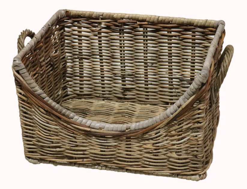 Darma small rattan basket for magazines towels and household storage