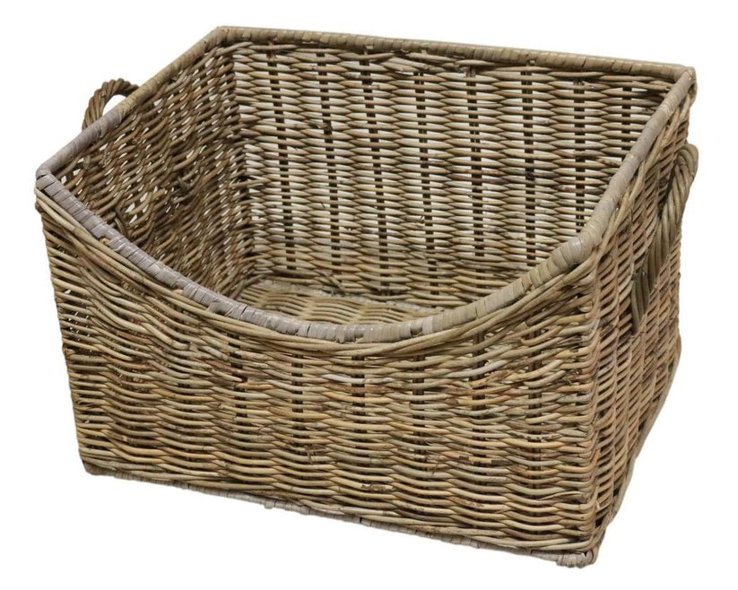 Darma large rectangular rattan storage basket for blankets and home organisation